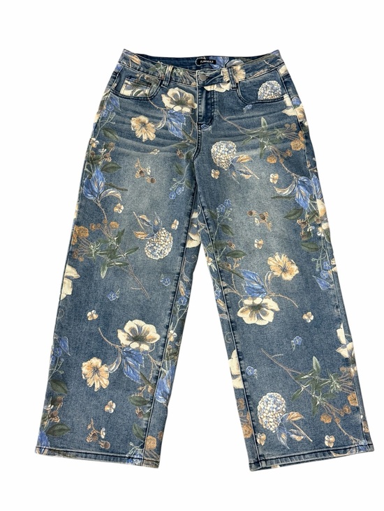 Denim - Women’s Floral Jeans Straight Leg Stretch Size Medium